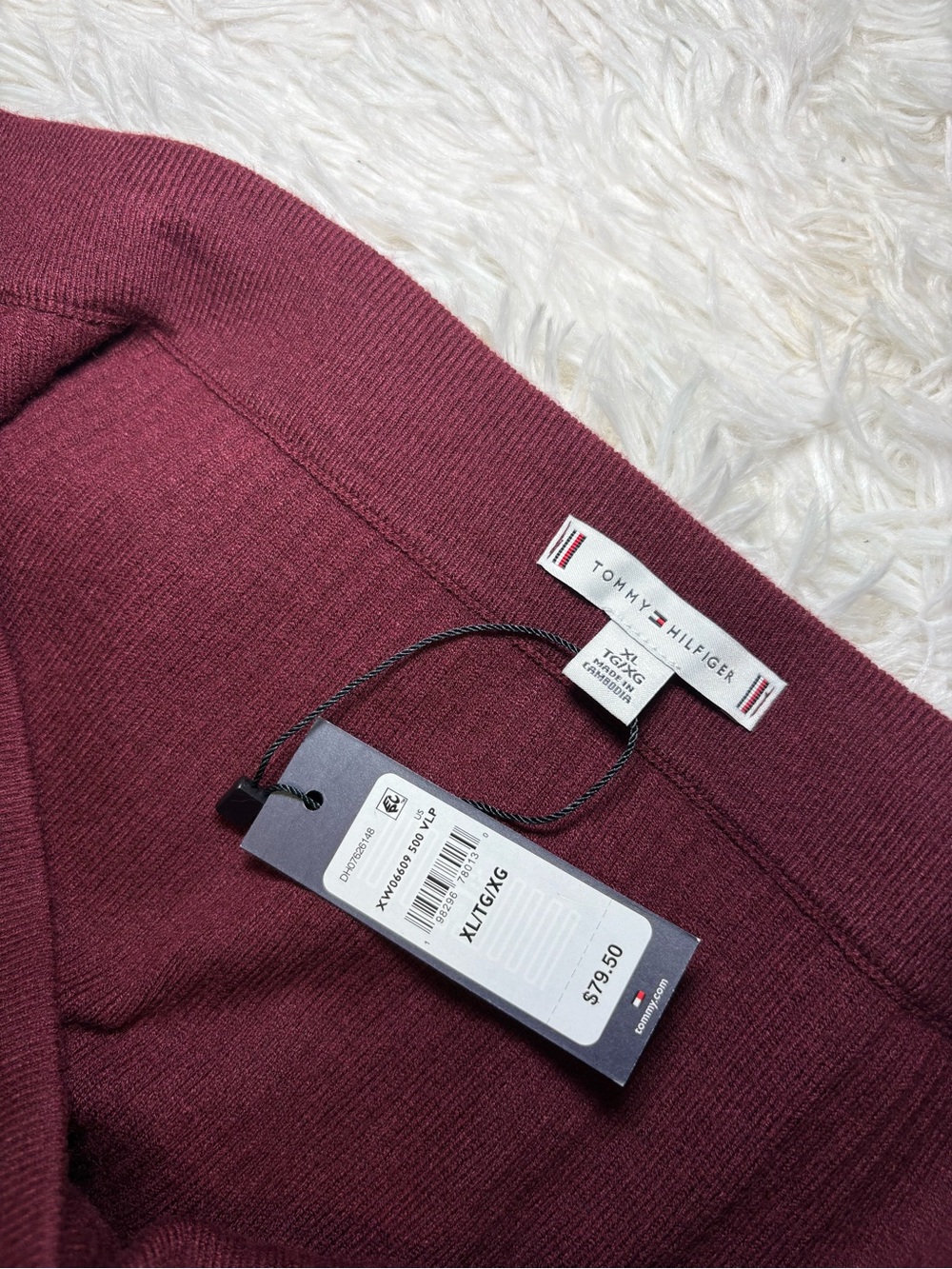 Tommy Hilfiger Women’s Ribbed Midi Skirt in Burgundy - Picture 12 of 14
